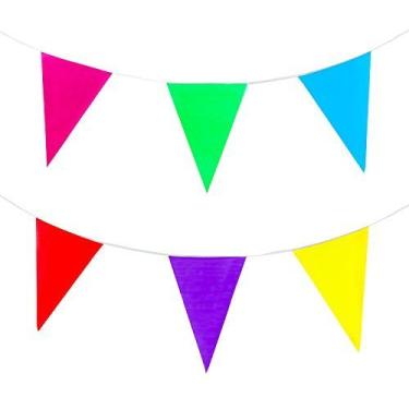 Imagem de 30m Long Multicoloured Plastic Pennant Party Rainbow String Curtain Banner for Decorations, Birthdays, Event Supplies, Festivals, Children & Adults by Super Z Outlet