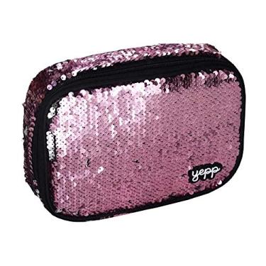 Imagem de Estojo Escolar Paetê Muda de Cor Organizador Jumbo Rosa