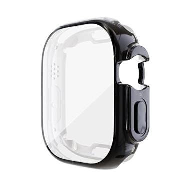 Imagem de SDUTIO Capa de tela para Apple Watch Series 8 Ultra 49mm Chapeamento TPU Protetor Bumper para Apple Watch Series 8 7 41mm 45mm Moldura de capa (Cor: Preto, Tamanho: 8 Ultra 49mm)