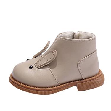 Imagem de Botas acima do joelho para meninas jovens moda inverno infantil botas de cano baixo (bege, 15 a 18 meses)