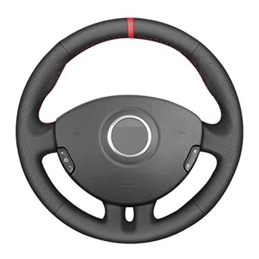 Imagem de Capa de volante de carro confortável antiderrapante costurada à mão preta, Fit For Renault Clio 3 2005 a 2013 Clio 3 2005 a 2013