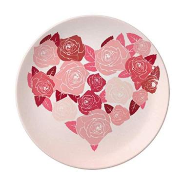 Imagem de Prato decorativo para o Dia dos Namorados com rosas em forma de coração de porcelana Salver louças de jantar