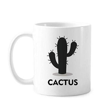 Imagem de Caneca de cerâmica com contorno de suculentas de planta de cacto verde xícara de porcelana de café