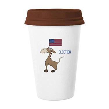 Imagem de Caneca de cerâmica com bandeira de burro democrático, caneca de cerâmica para copo de café