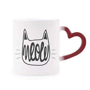 Imagem de Caneca Mewing Cat preta e branca com citação sensível ao calor Caneca vermelha que muda de cor