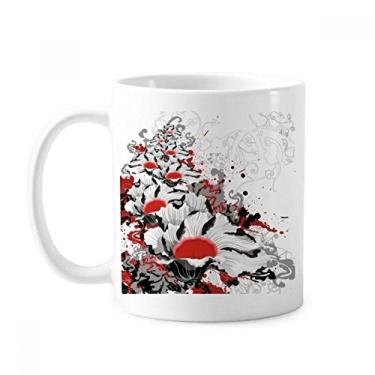 Imagem de Caneca de pintura de cerâmica para decoração de peônias de plantas de flores