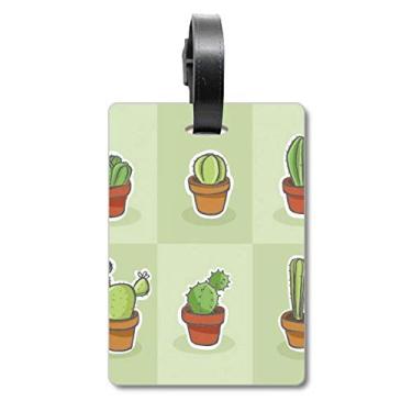 Imagem de Suculentas Cacto Vaso Estampa de Ilustração de Plantas Bolsa de Bagagem Etiqueta de Bagagem Etiqueta para Bagagem