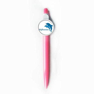 Imagem de Caneta retrátil azul azul com ponta rollerball padrão golfinho amigável ao oceano para escrever artigos de papelaria