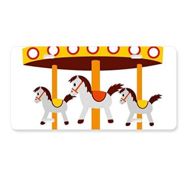 Imagem de DIYthinker Placa de carro com ilustração de carrossel colorida em aço inoxidável para decoração de parque de diversões