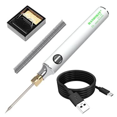 Imagem de FEIJIANG Kit de solda de 5 V 8 W Mini equipamento de ferramentas elétricas de ferro de solda alimentado por USB, temperatura ajustável com suporte de solda e fio de estanho