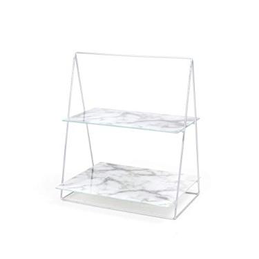 Imagem de Prateleira de Ferro 2 Andares Peq. - Triangulo Prata, Marmorizado, Home Glass