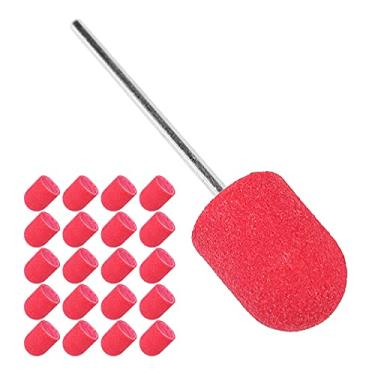Imagem de Broca de unha, lixa fina de 1,8 cm x 1,8 cm, cabeça de lixa fácil de armazenar com eixo para moagem (vermelho grande)