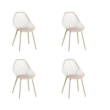 Imagem de Kit 4 Cadeiras Base em Madeira Cloe Rivatti Nude