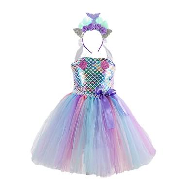 Imagem de Legou Saia curta de sereia para meninas, saia de escama de peixe tiara, Sx-hd21705 + Headdress, 16