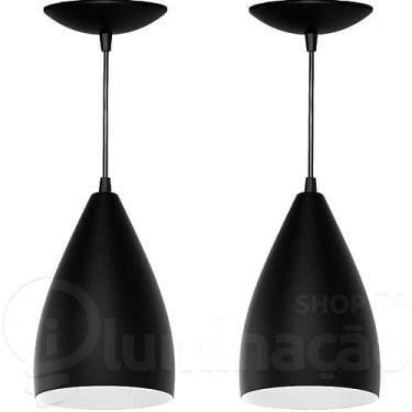 Imagem de Kit 2 Pendentes Vegas (Preto Textura / Branco)