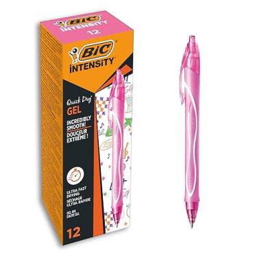 Imagem de BIC Canetas de gel de secagem rápida Gel-ocity, ponta média (0,7 mm), rosa, caixa com 12, caneta retrátil com tinta de secagem ultrarrápida