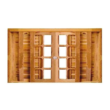 Imagem de Janela de Madeira Veneziana Padrão Imbuia 100x200cm 6 Folhas Rodam Natural