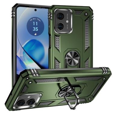 Imagem de Capa para Motorola Moto G54 6.5" Capinha com protetor tela de vidro temperado [2 Pack], Case telefone proteção militar com suporte para Moto G54 -turquesa