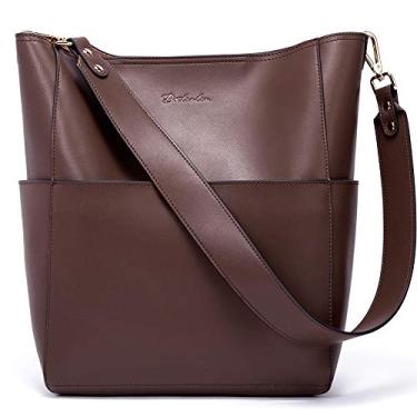 Imagem de BOSTANTEN Bolsas femininas de couro de designer bolsas de ombro, A08-café, Large (L)10.35" x (W)5.9" x (H)12.7" inch, Bolsas femininas