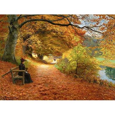 Imagem de Caminho das Árvores no Outono de Hans Brendekilde - 75x100 - Tela Canvas Para Quadro