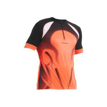Imagem de Camiseta Ciclista Com Ziper Modelo Speed Unisex Laranja P - Poker