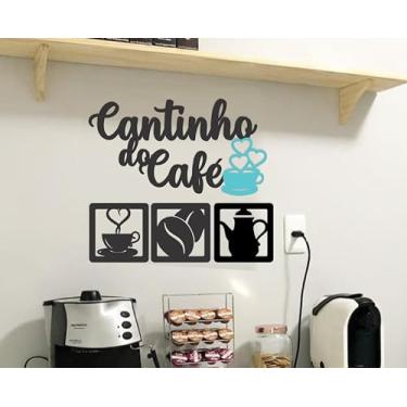 Imagem de PLACA CANTINHO DO CAFÉ COM 4 PEÇAS 30 CM PRETO COM XÍCARA TIFFANY