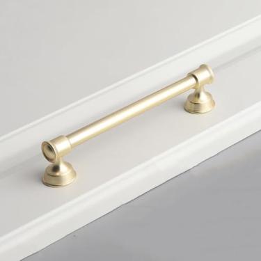 Imagem de Puxador simples de liga de zinco para porta de armário de cozinha, puxador de gaveta, armário de vinho, hardware, cobre escovado 128mm