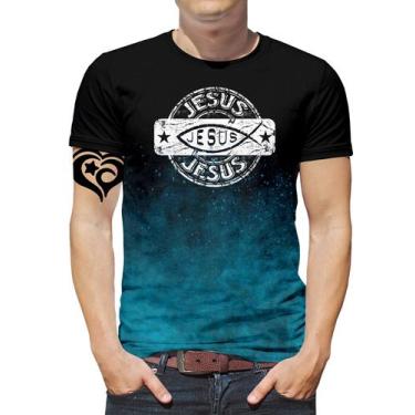 Imagem de Camiseta Jesus Plus Size Gospel Criativa Masculina Roupa Et8 - Alemark