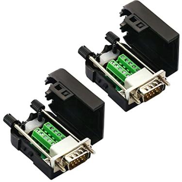 Imagem de CenryKay DB9 Adaptador de terminal de 9 pinos RS232 D-SUB Serial para terminal de 9 pinos macho conector placa de breakout com estojo longo parafusos tubo de cauda (2 peças fêmea), 2PCS-Male