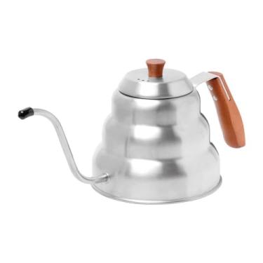 Imagem de Mimo Style Chaleira Bico Fino de Aço Inoxidável com Alça de Madeira, Capacidade 1 Litro e Acabamento Escovado, Produto Sofisticado