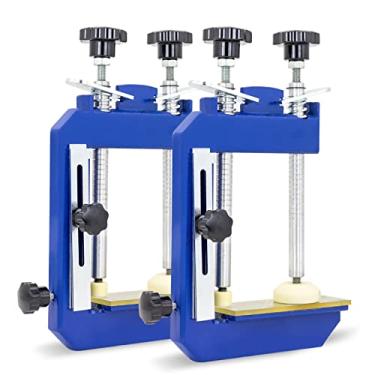 Imagem de SDRTOP 2 peças braçadeira de esquadria de pedra de 45 graus para granito mármore bancada sistema de grampos de ângulo de emenda de bancada ferramenta de instalação de laje (azul)