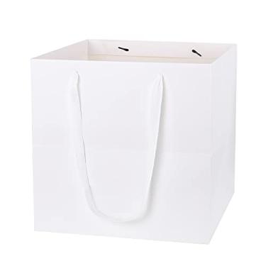 Imagem de Yerpkefey 11.8" Large Gift Bags，Square Reusable Gift Bags Large for Birthday Wedding Christmas Presents Doll (White)