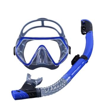 Imagem de Daconovo Máscara de mergulho livre panorâmica Óculos de natação transparentes Vidro temperado com tampa de nariz Equipamento de mergulho adulto Tubo de respiração seca de silicone macio Design ergonôm