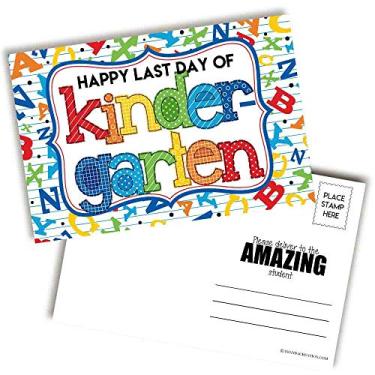 Imagem de Last Day Of Kindergarten Cartões postais em branco com tema de alfabeto colorido para professores enviarem aos alunos, 10 x 15 cm, cartões de anotações preenchidos por AmandaCreation (30)