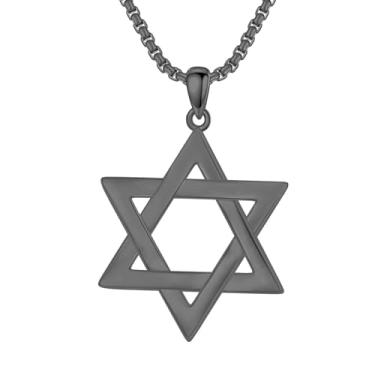 Imagem de KXJ Colar clássico de Hórus com estrela de Davi, olho do mal, prata esterlina S925, colar judaico para homens e mulheres, pingente hexagrama banhado a ouro com pingente hexagonal de aço inoxidável de