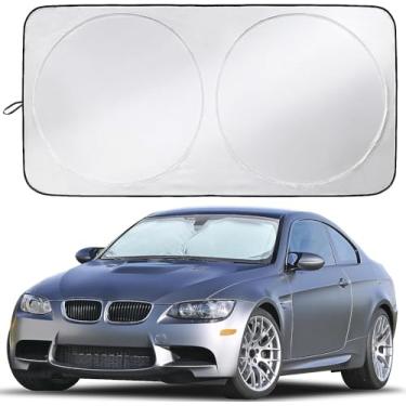Imagem de Para-brisas para carro | O para-sol refletor oferece proteção máxima para o interior do carro | Bloqueador solar refletivo legal para pequenos sedãs, mini SUVs e hatchbacks 160 cm x 86 cm