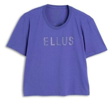Imagem de Camiseta Ellus Cotton Shine Box Feminina Azul-Feminino