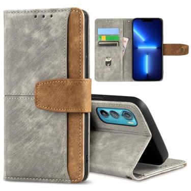 Imagem de GANGANPRO Coldre de celular de negócios de couro para Motorola Moto G24 4G/Moto G04 4G, capa flip antiderrapante resistente a arranhões com suporte para cartão, capa carteira com suporte de 16,56