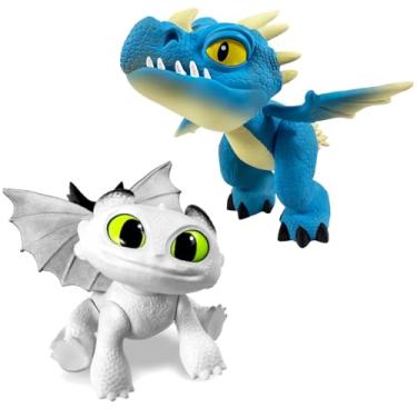 Imagem de Kit com 2 Bonecos Dragões de Brinquedo Tempestade e Dawn