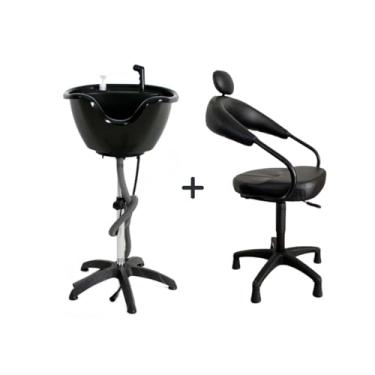 Imagem de HENVIFER, kit salão cadeira futurama almofadada + lavatório portátil