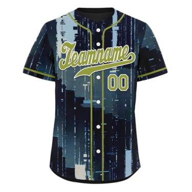 Imagem de AWSOLE Camisetas de beisebol personalizadas com design urbano uniforme de equipe de baixo para baixo, camisas masculinas, número de nome costurado, Estilo 9, P