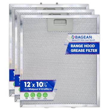 Imagem de Bagean Substituição do filtro de exaustor 30,5 cm x 26,7 cm W10169961A compatível com filtro de ventilação de exaustor Whirlpool – tela de alumínio para cozinha, bloqueia graxa e filtros de ar do