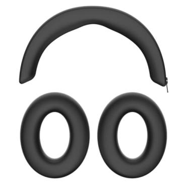 Imagem de Conjunto de capa de silicone para fones de ouvido Sennheiser Momentum 4, protetores de ouvido e faixa de cabeça (preto)