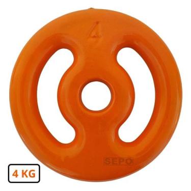 Imagem de Anilha Emborrachada Fitness 4 Kg Laranja - Sepo