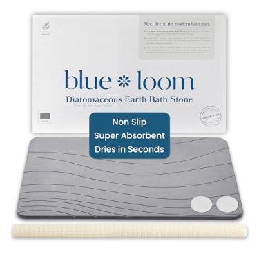 Imagem de Blue Loom Tapete de banho de pedra, tapete de banho premium antiderrapante de terra diatomácea, absorvente e de secagem rápida para elevar seu banheiro, piso seco ou cozinha, experiência de spa fácil