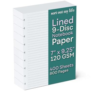 Imagem de Refil de papel 120 GSM forrado com disco, 400 folhas (800 páginas), 9 inserções de planejador Happy Planner pré-perfuradas, folha solta, branco (400 folhas)