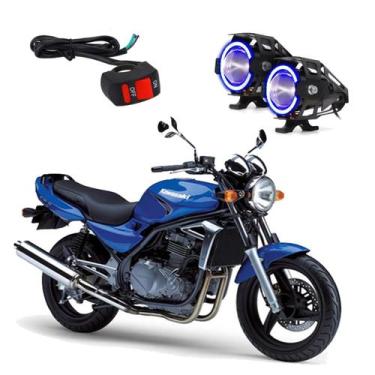 Imagem de Par Farol de Milha Angel Eye U7 Azul para Moto Kawasaki ER 5 500CC 199