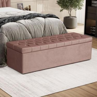 Imagem de Calçadeira Sagitarius 140 Casal Decorativa N-031 Veludo Rosê Claro Ara