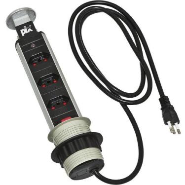 Imagem de Torre de Tomadas Multiplug com 3 Tomadas Prata - RAC INDUSTRIA METALUR