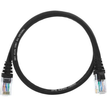 Imagem de Cabo de Rede Patch Cord Cat5e CCA Preto 70 centímetros Alumínio Cobrea
